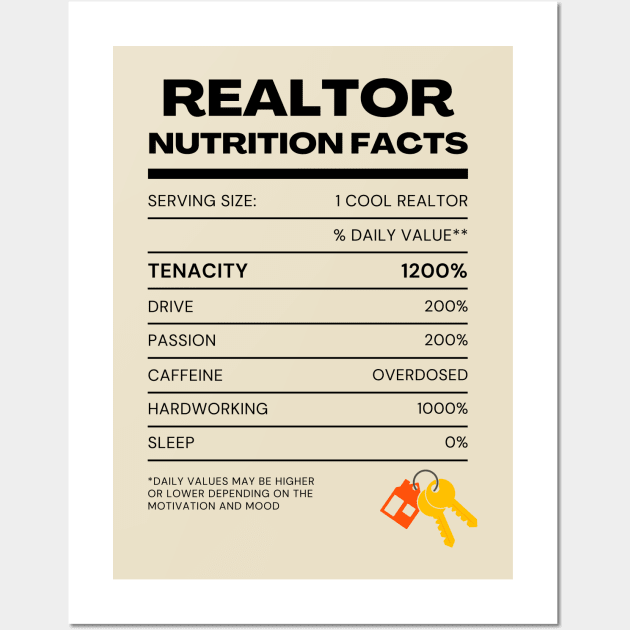 Realtor Nutrition facts Wall Art by Deisgns by A B Clark 